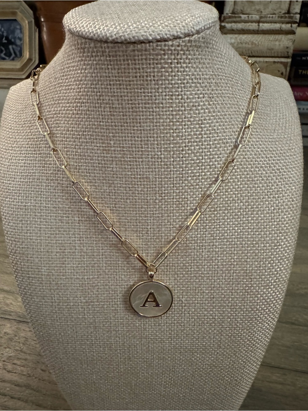 Gold Initial 'A' Paperclip Necklace - NWOT